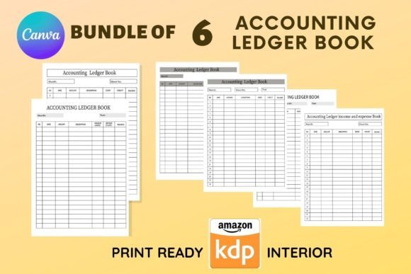 Bundle of 6 Accounting Ledger Book