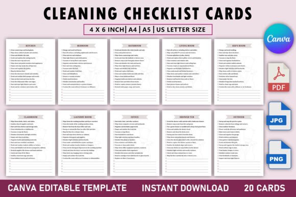 Cleaning Checklist Cards
