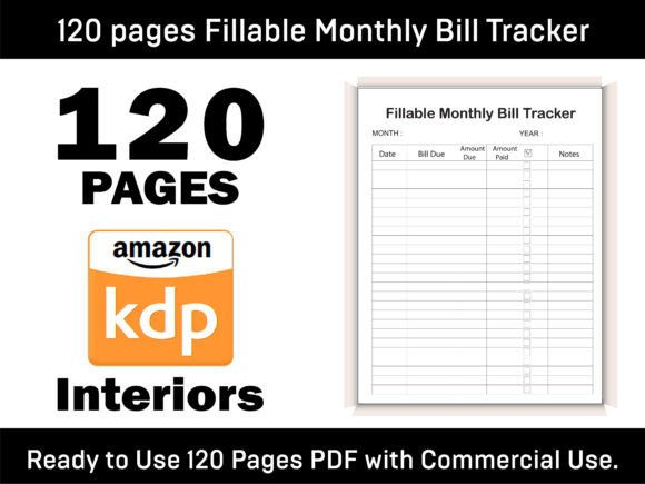 Fillable Monthly Bill Tracker Kdp Int-08: A Practical Tool for Financial Organization