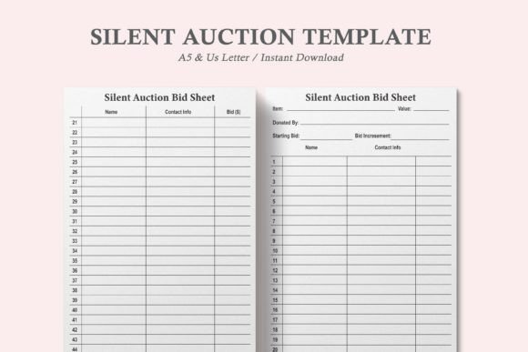 Silent Auction Bid Sheet Template
