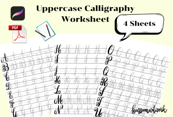 Uppercase Calligraphy Worksheet for Practice